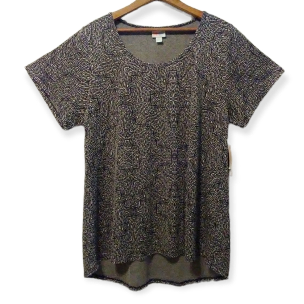 Lularoe Classic T Black White Jacquard Shirt